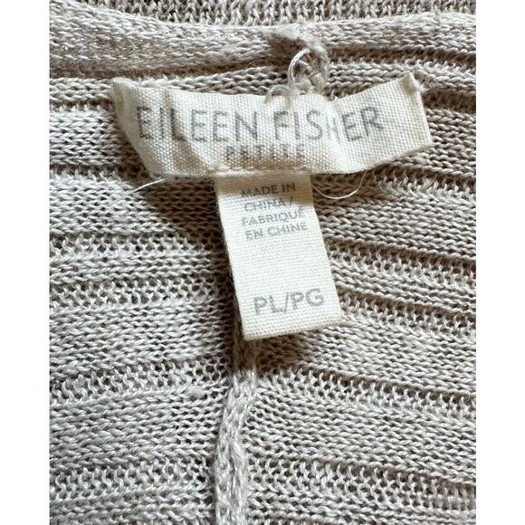 EILEEN FISHER Organic Linen Lightweight Ribbed Textured Open Cardigan Size Large - Picture 5 of 7